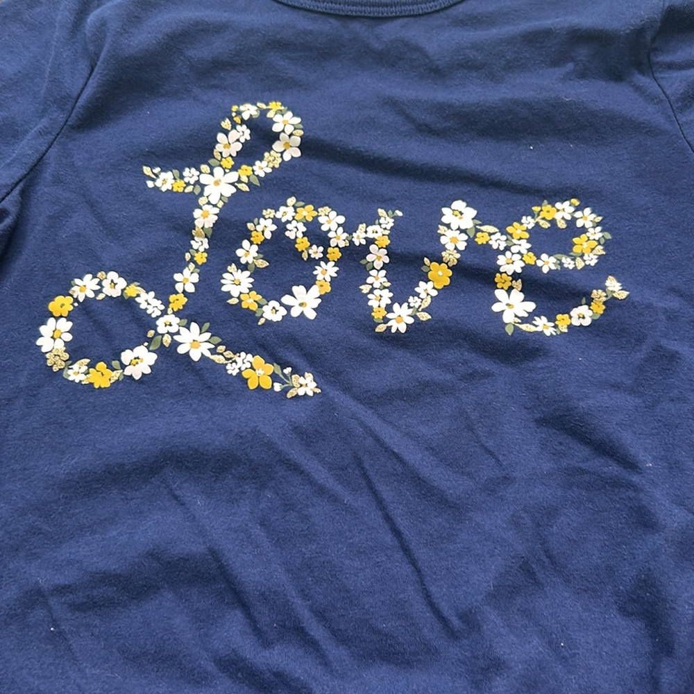 Carters size 10 outfit blue short sleeve top and yellow floral leggings - Picture 3 of 9